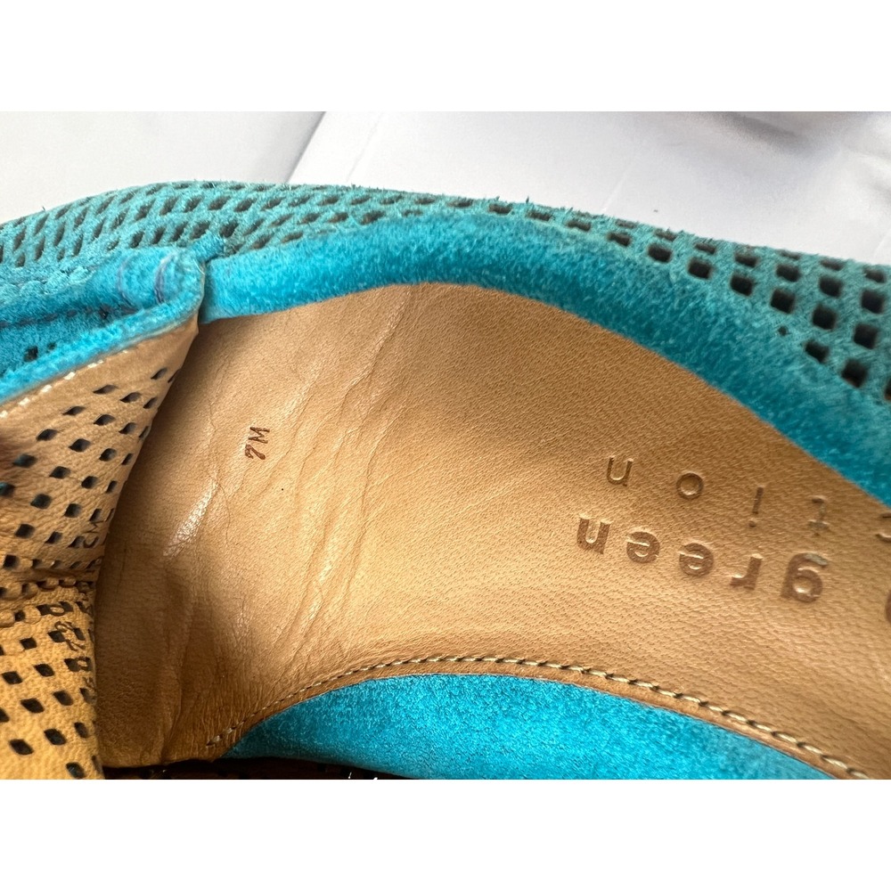 Patricia Green Collection Turquoise Suede Perforated Driving Loafers Size 7M - Picture 4 of 4